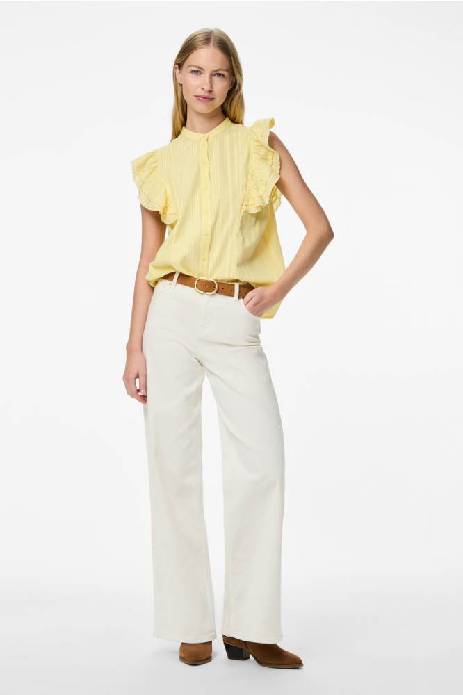 PCSIKKA SL SHIRT MPA WVN BC 17156363 PALE BANANA